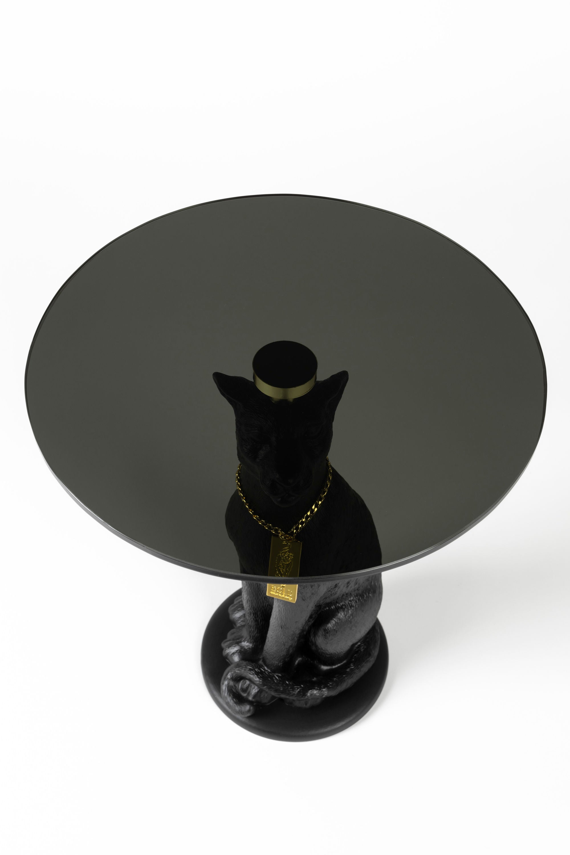 Bold Monkey Proudly Crowned Panther Black Side Table